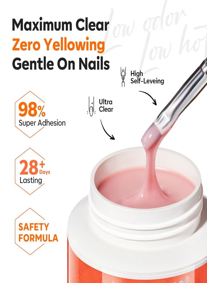 modelones Builder Nail Gel 3 Colors, 10-in-One Builder Clear Nude Pink Hard Gel Nail Kit with Dual End Brush, Acrylic Clamps, Paper Forms for Extension Apex Building Sculpting LED Cured - Image 4